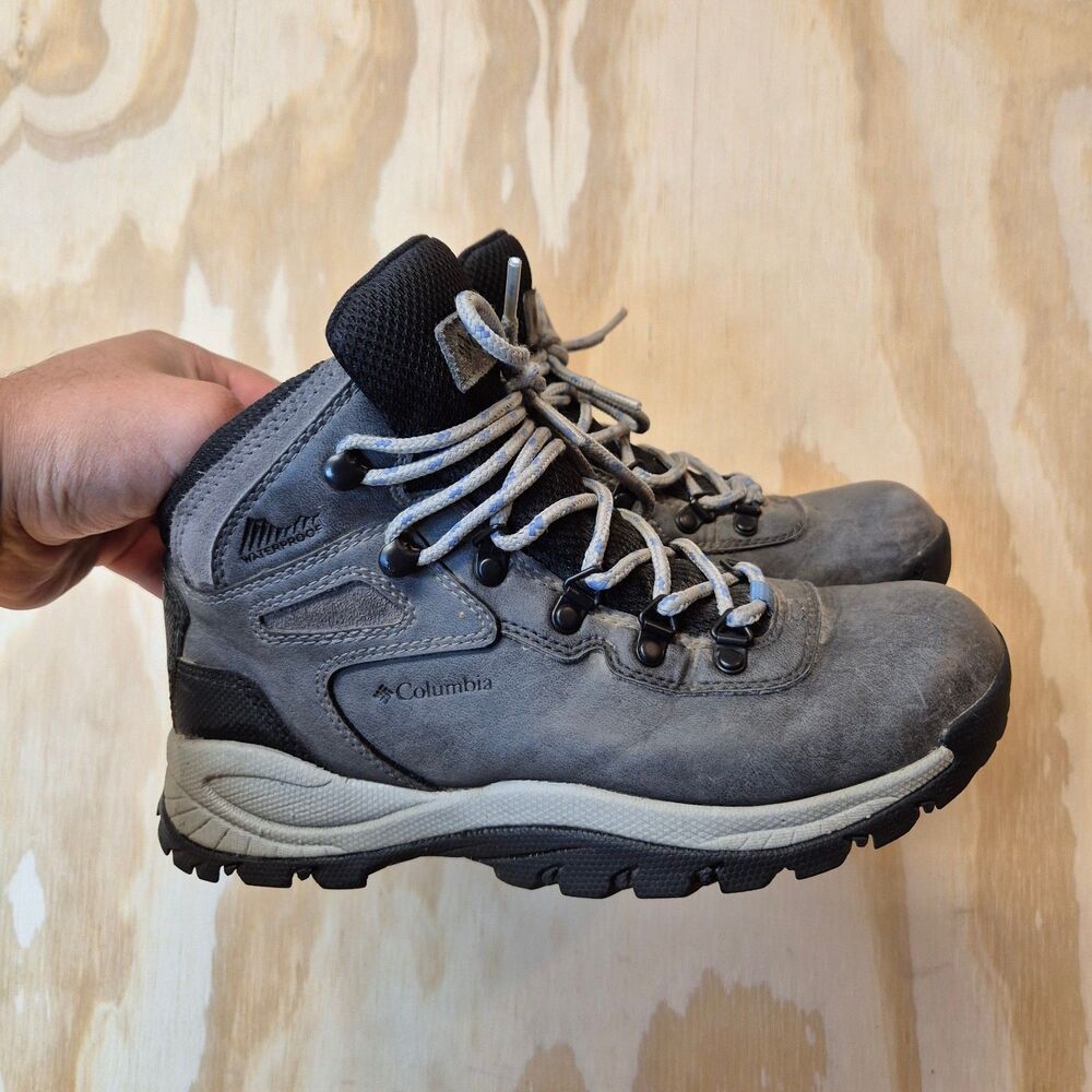 Columbia Womens 8 Newton Ridge Leather Hiking Boots Gray Trail Outdoor